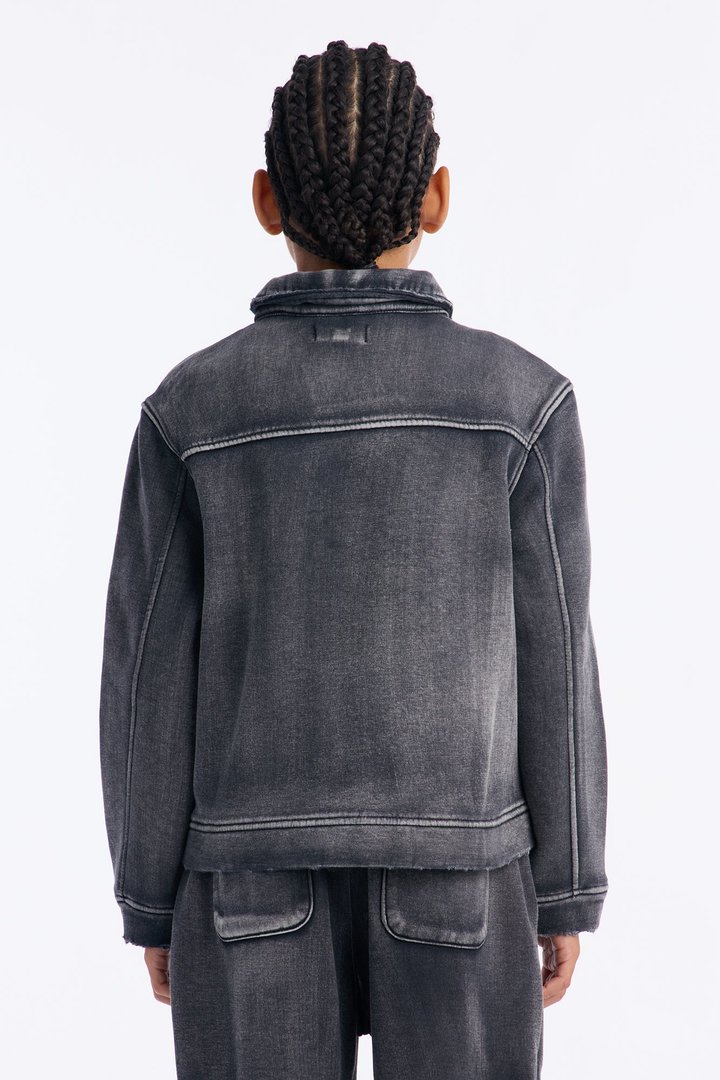 Mini Heavy Wash Relaxed Fleece Jacket - Black Wash