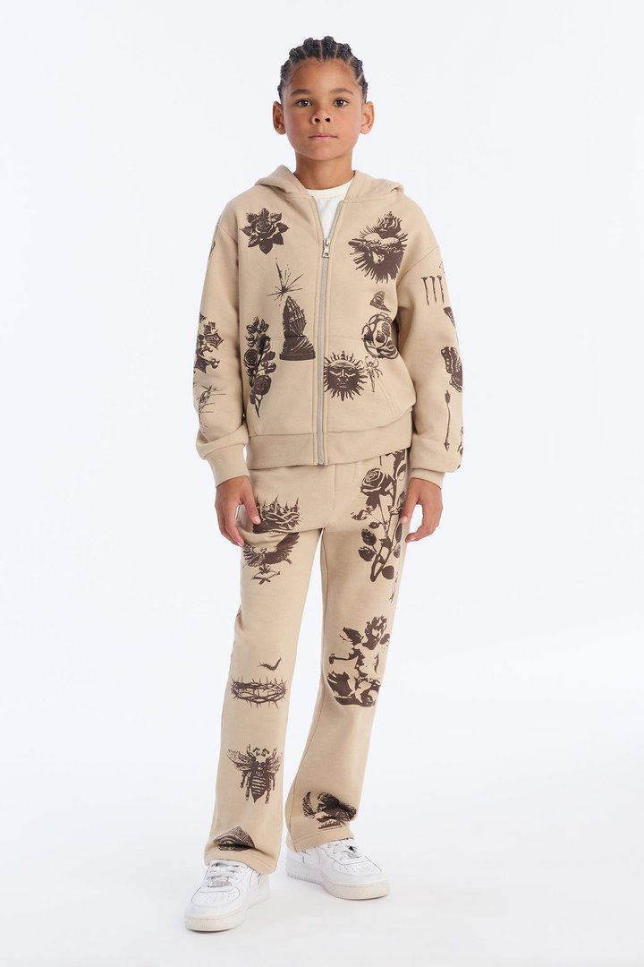 Mini Rogue Culture Zip Up Hoodie - Taupe