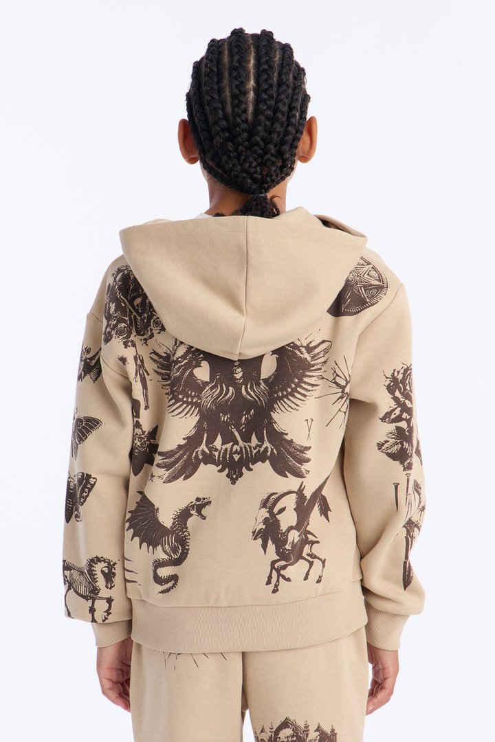 Mini Rogue Culture Zip Up Hoodie - Taupe