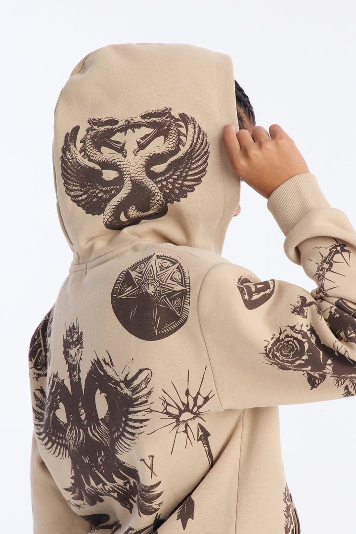 Mini Rogue Culture Zip Up Hoodie - Taupe