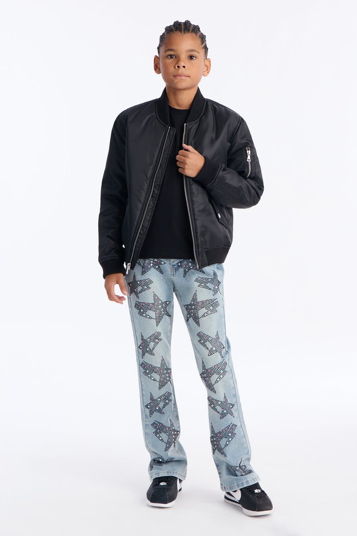 Mini Stacked Skinny Flare Skyfire Jean - Medium Blue Wash