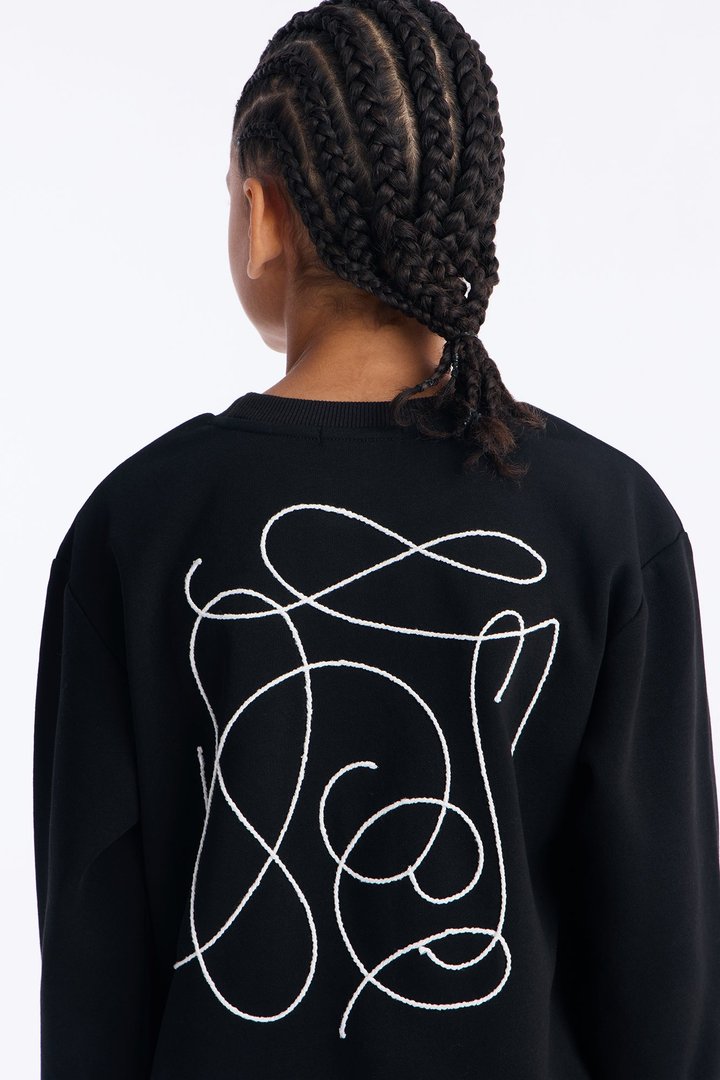 Mini Checkered Crewneck Sweatshirt - Black
