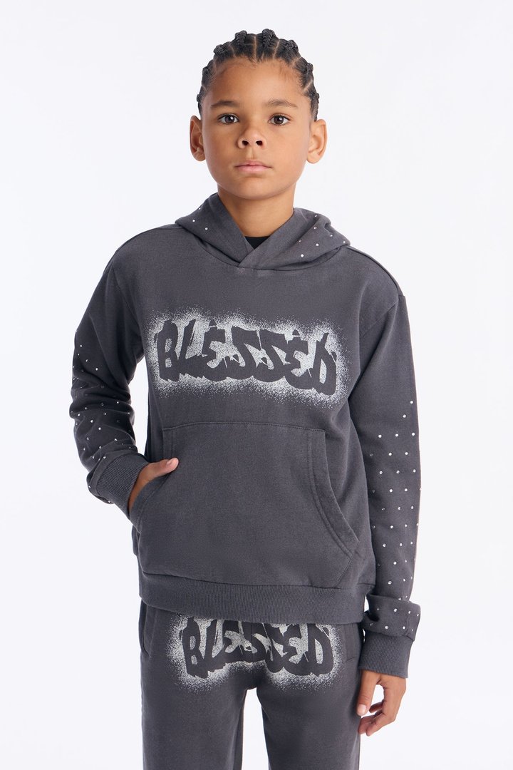 Mini Blessed Every Day Pullover Hoodie - Grey