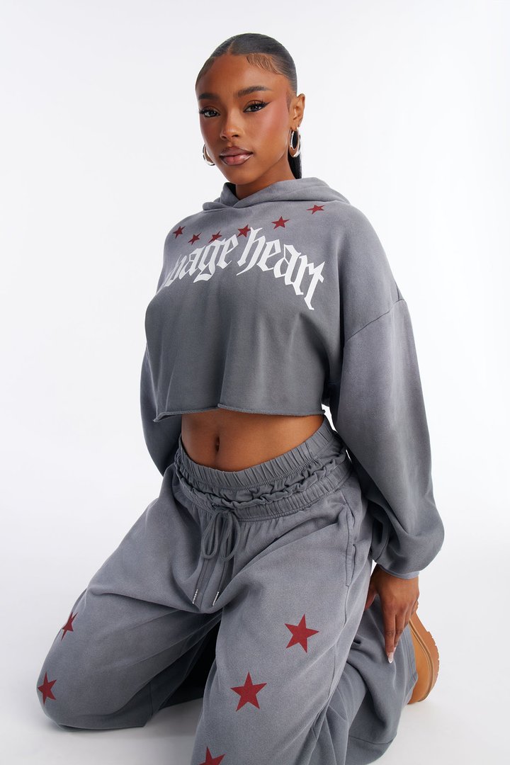 Savage Heart Washed Fleece Pant Set - Black Wash