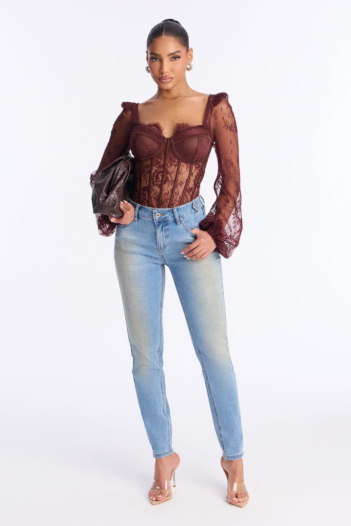 Siena Mid Rise Tinted Skinny Jeans - Light Wash