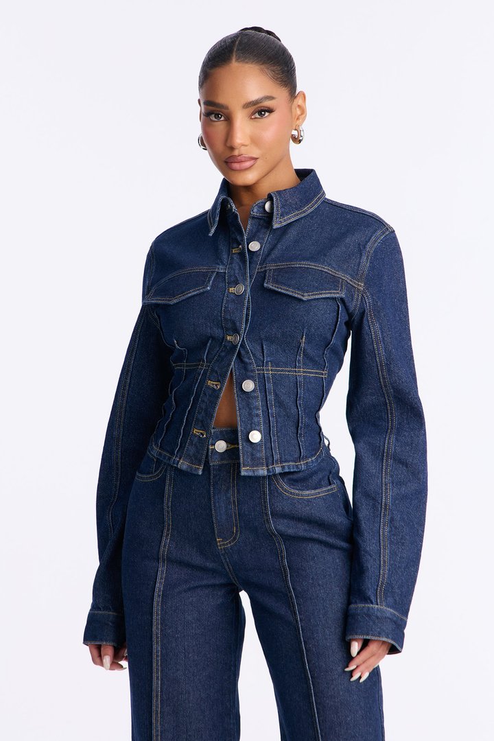 Lorie Denim Flare Pant Set - Dark Wash