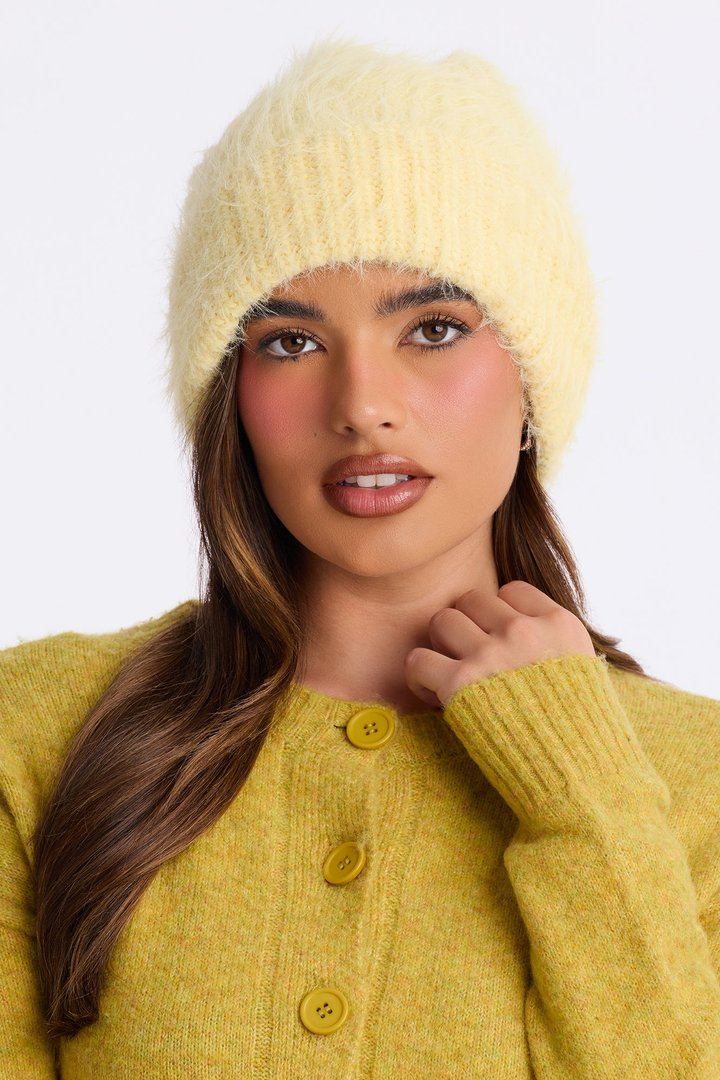 Fuzzy Feeling Beanie - Yellow