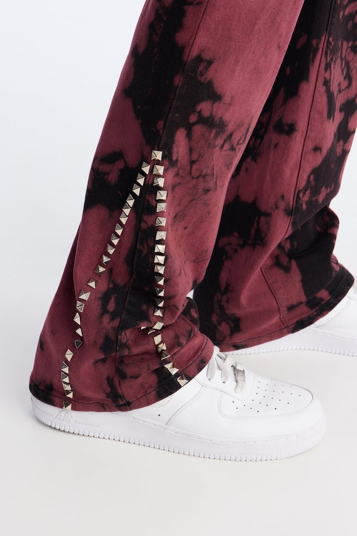 Stacked Skinny Flare Dare Ya Tie Dyed Jean - Burgundy