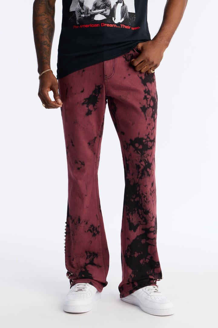Stacked Skinny Flare Dare Ya Tie Dyed Jean - Burgundy