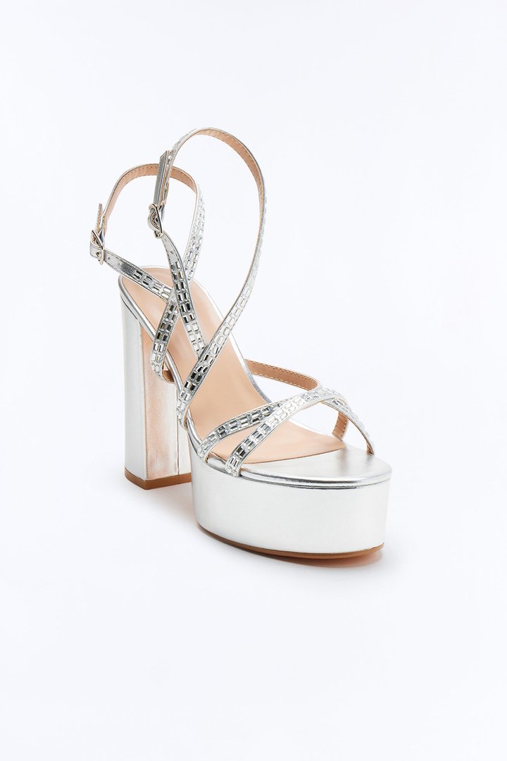 Nalu Strap Platform Heels - Silver