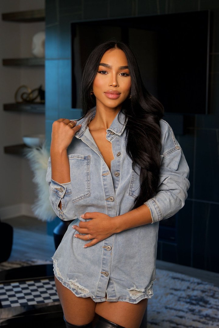 Had Me At Hello Denim Shacket - Light Wash