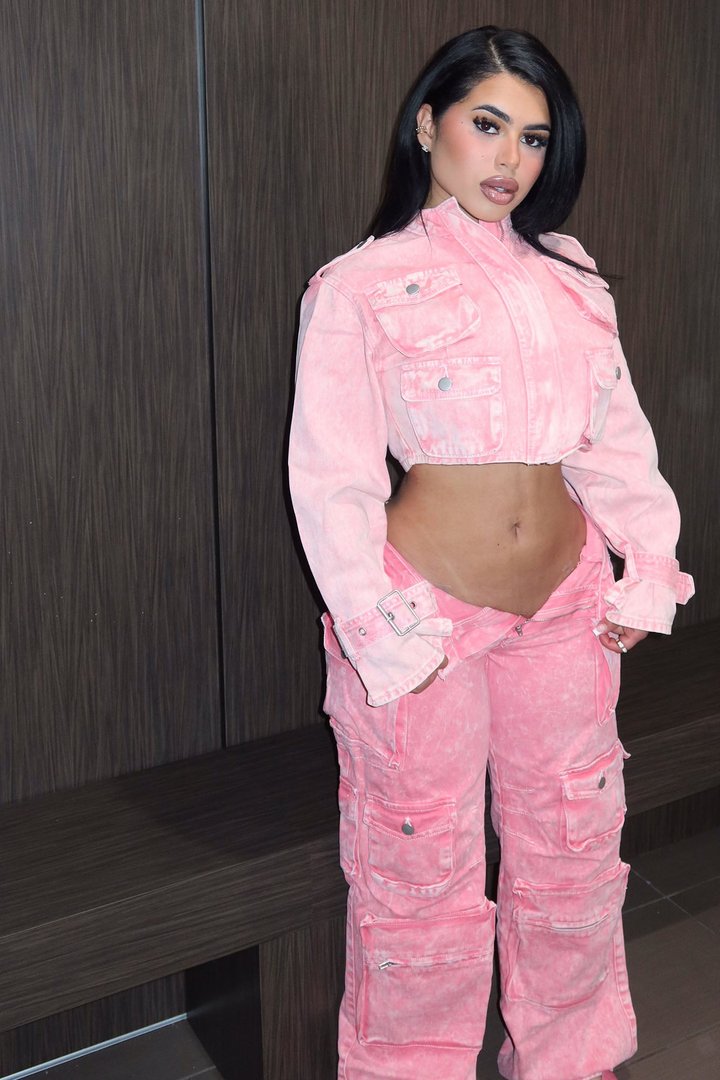 Billie Cropped Cargo Jacket - Pink