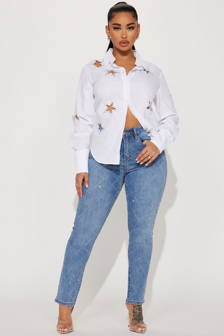 Lookin Like A Star Shirt - White/Silver