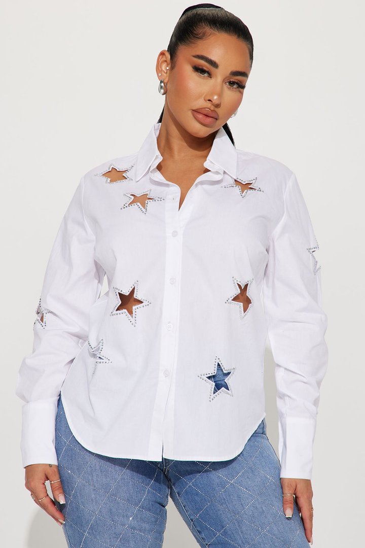 Lookin Like A Star Shirt - White/Silver