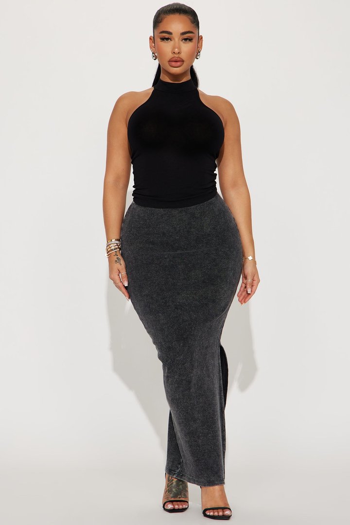 Myra Mock Neck Tank Top - Black