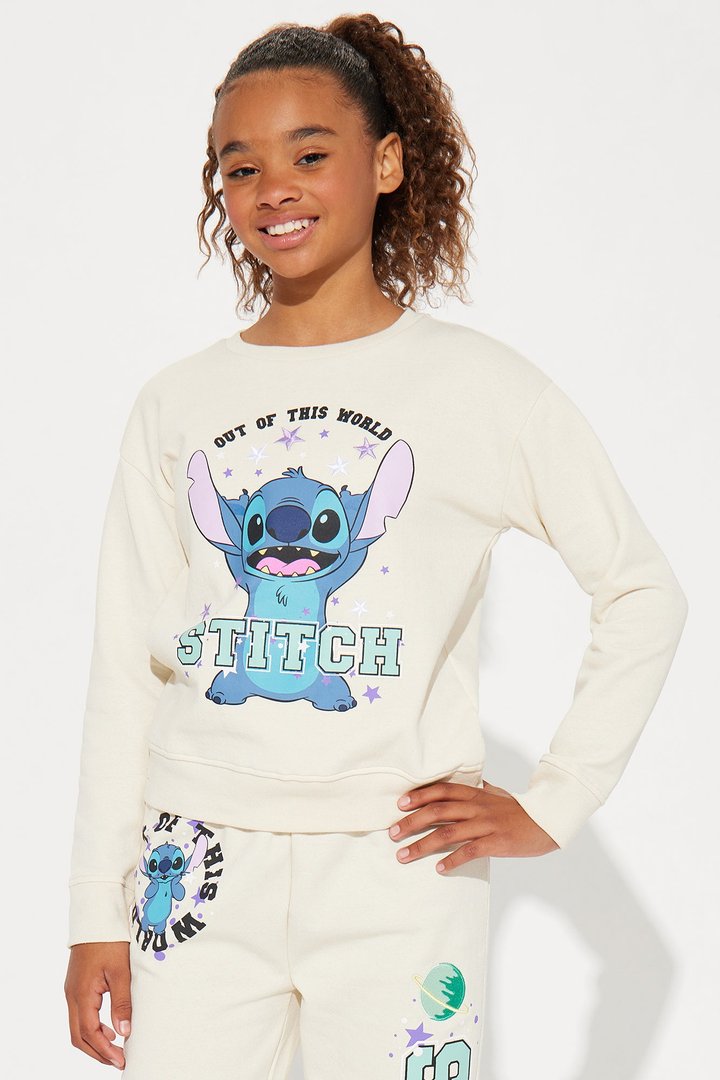 Mini Stitch Crew Neck Jogger Set - Ivory