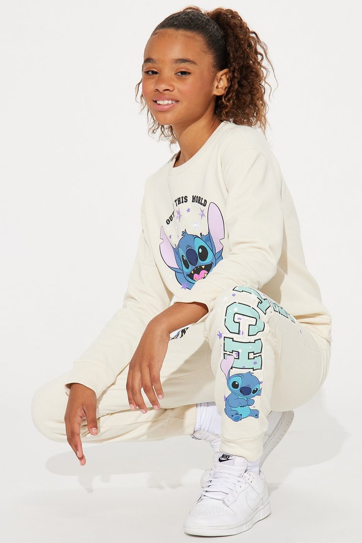 Mini Stitch Crew Neck Jogger Set - Ivory