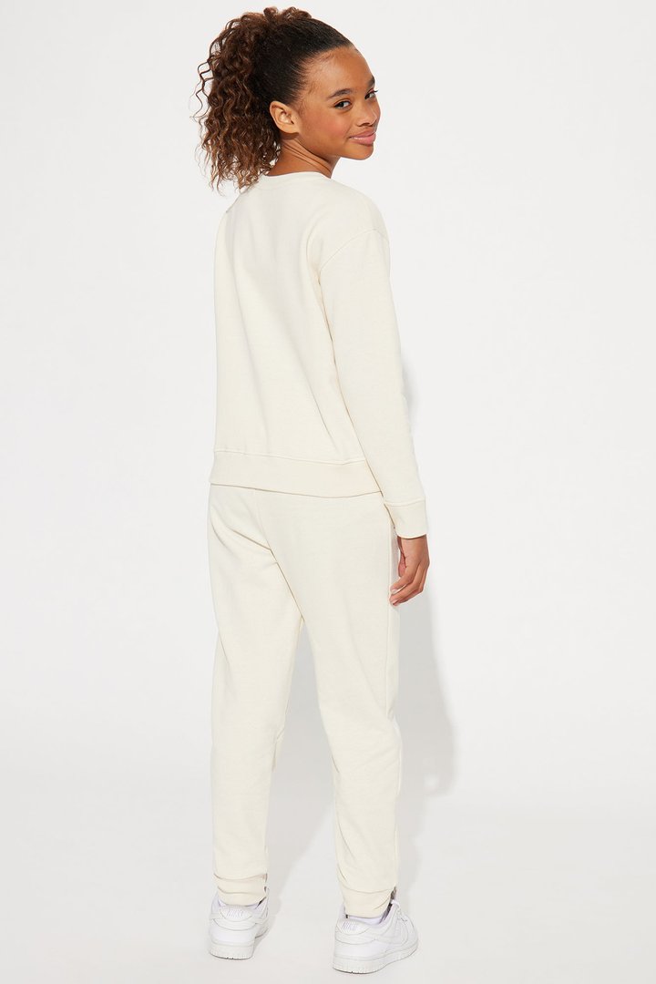 Mini Stitch Crew Neck Jogger Set - Ivory
