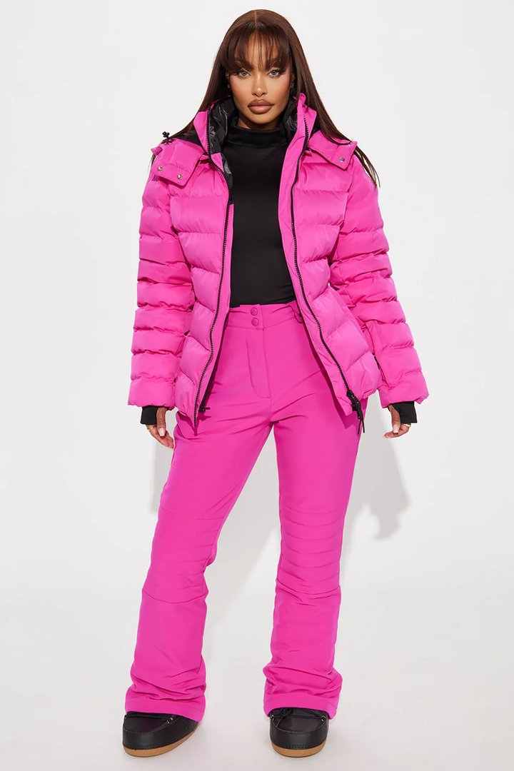 Grab My Skis Puffer Jacket - Fuchsia