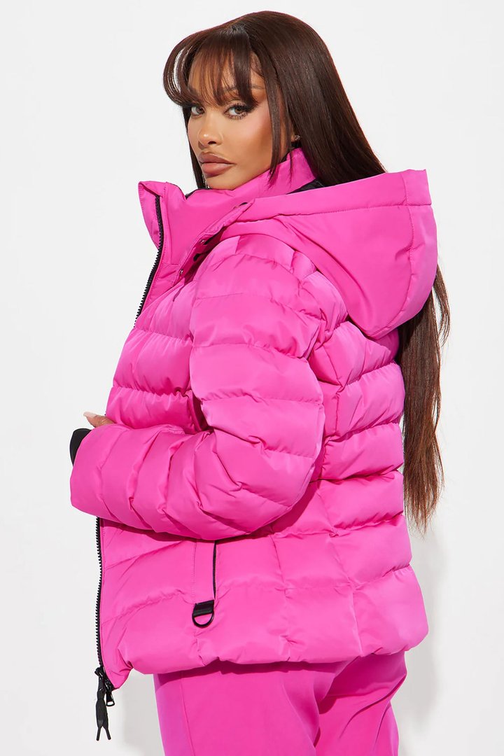 Grab My Skis Puffer Jacket - Fuchsia