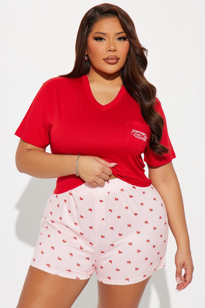 Somebody's Valentine PJ Boxer Short Set - Red/combo