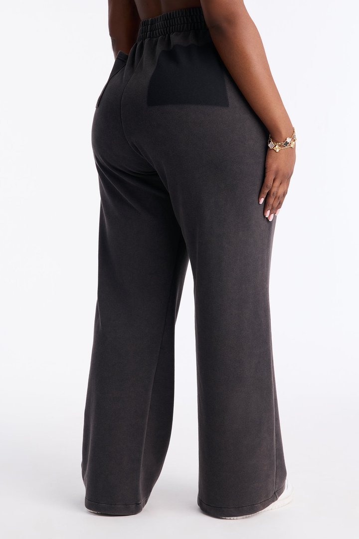 Jesly Fleece Washed Pants - Charcoal