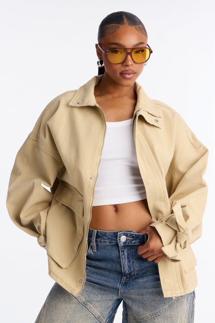Out And About Twill Anorak Jacket - Khaki