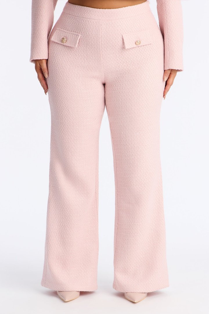 Mary Jane Wide Leg Tweed Pants - Pink