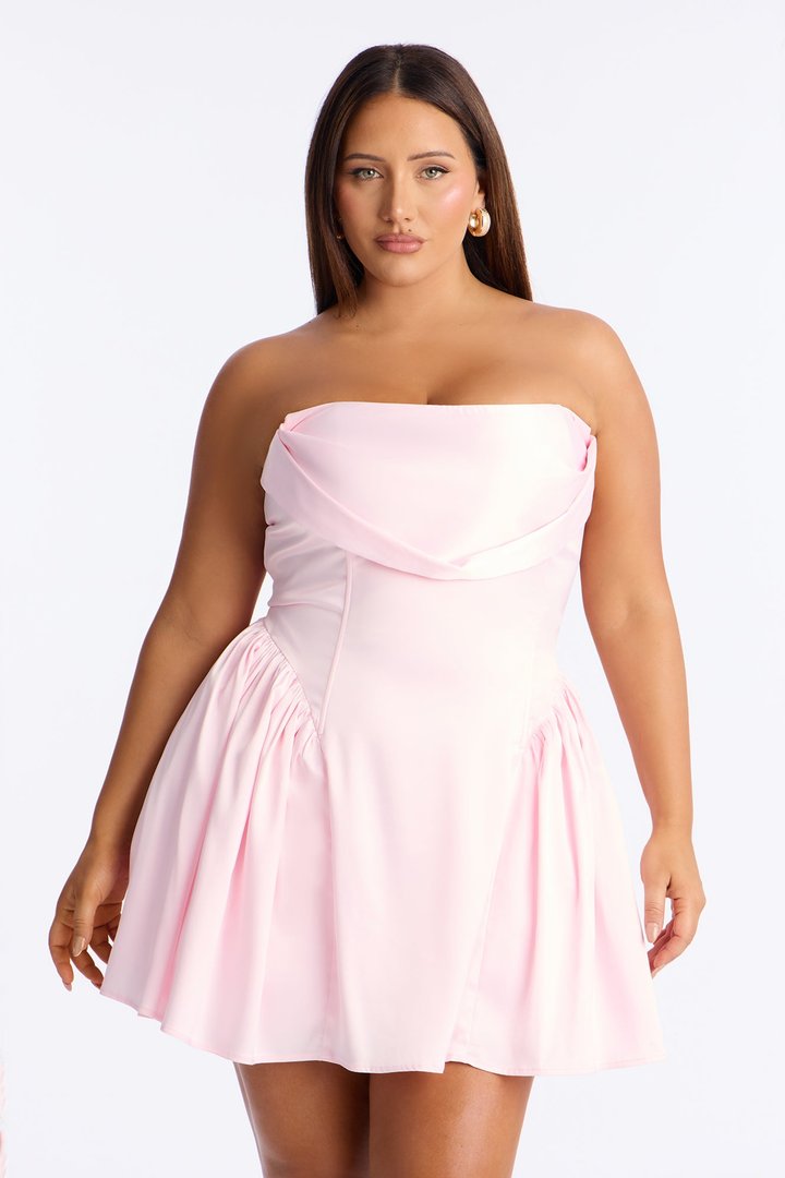 Livia Bow Satin Mini Dress - Pink