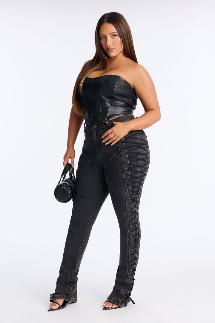 Tall After Hours Lace Up Flare Pant 36″ - Black