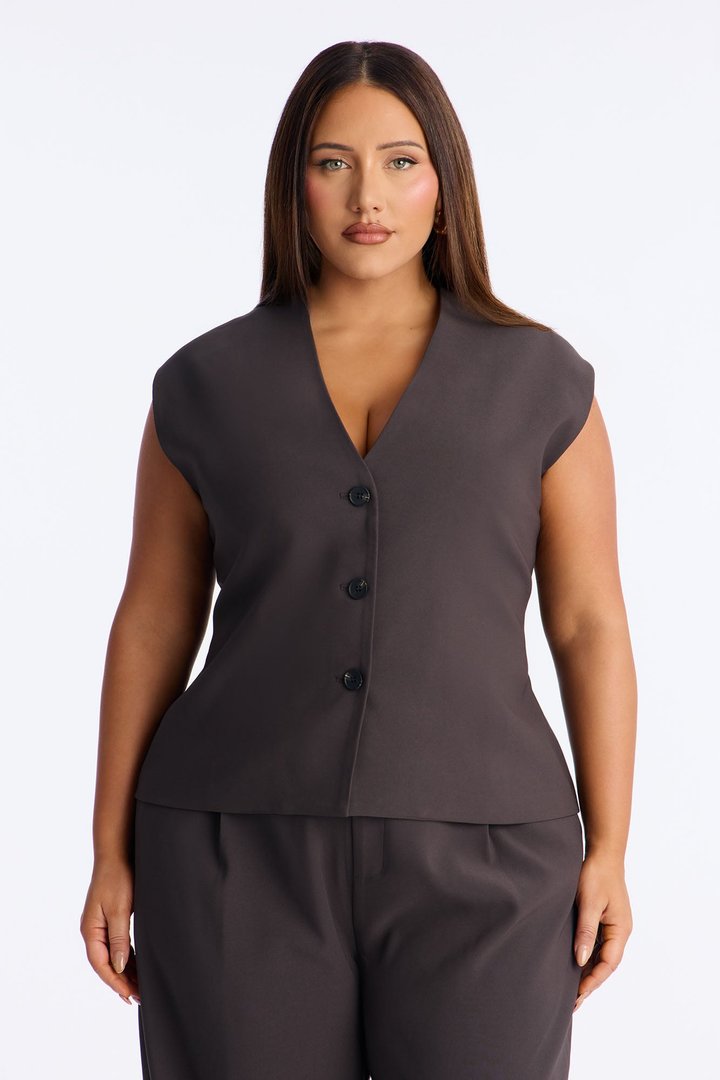 Modern Muse Vest Pant Set - Charcoal