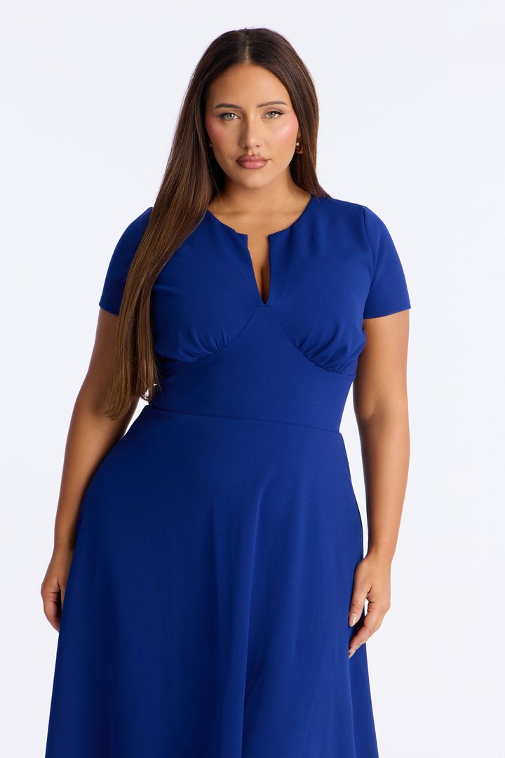 Charolette Short Sleeve Midi Dress - Navy