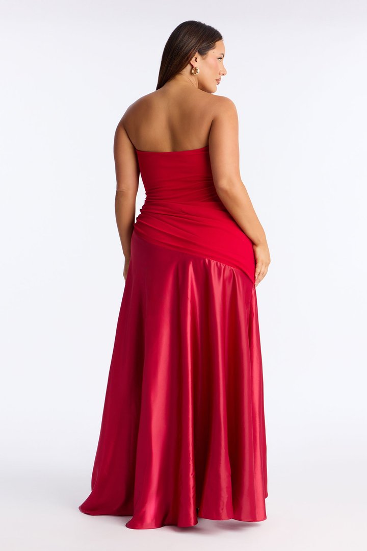 Simply Stunning Strapless Gown - Red
