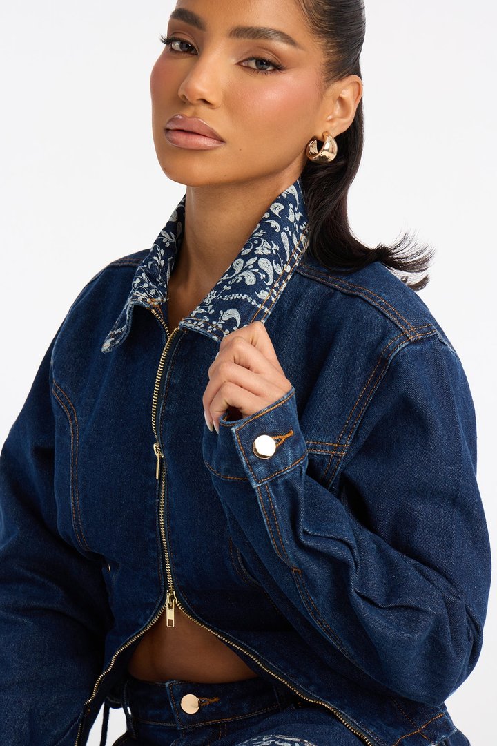 Runaway Rodeo Lace Up Denim Jacket - Rinse Blue Wash