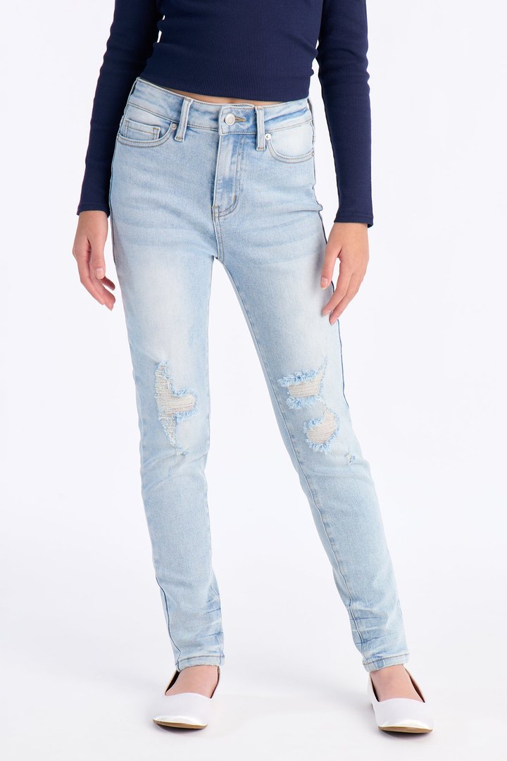 Mini Kalisha Stretch Ripped Skinny Jeans - Light Wash