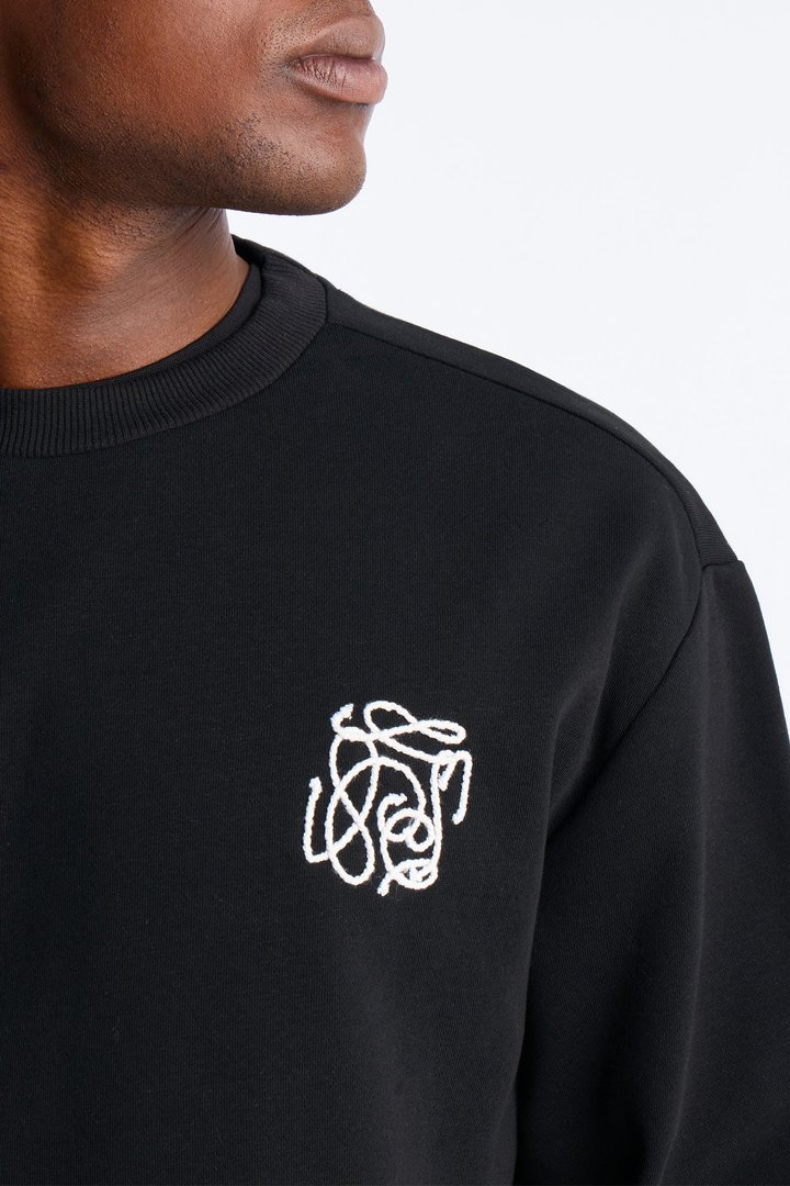 Checkered Crewneck Sweatshirt - Black
