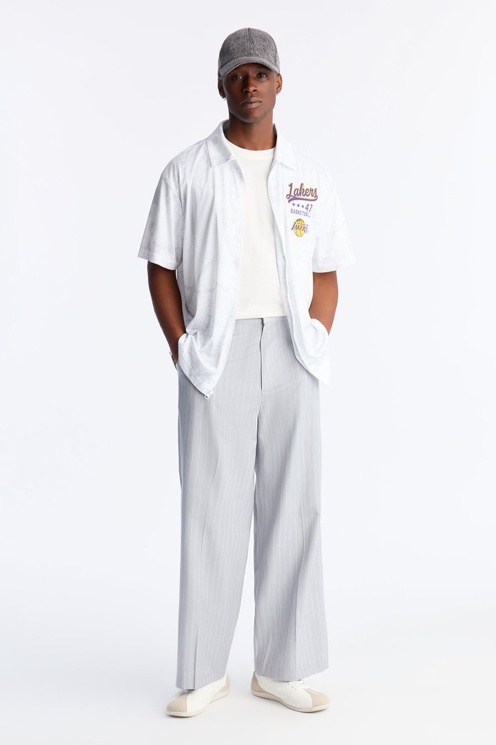 Lakers Rim Rocker Zip Up Mesh Top - White