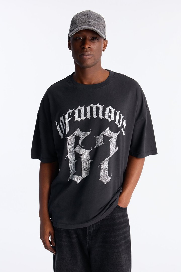 Infamous Team Oversized Short Sleeve Tee - Black Wash