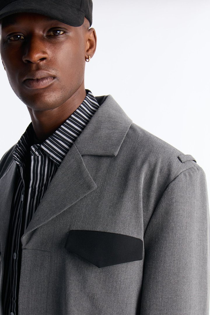 Merged Worlds Detailed Jacket - Charcoal