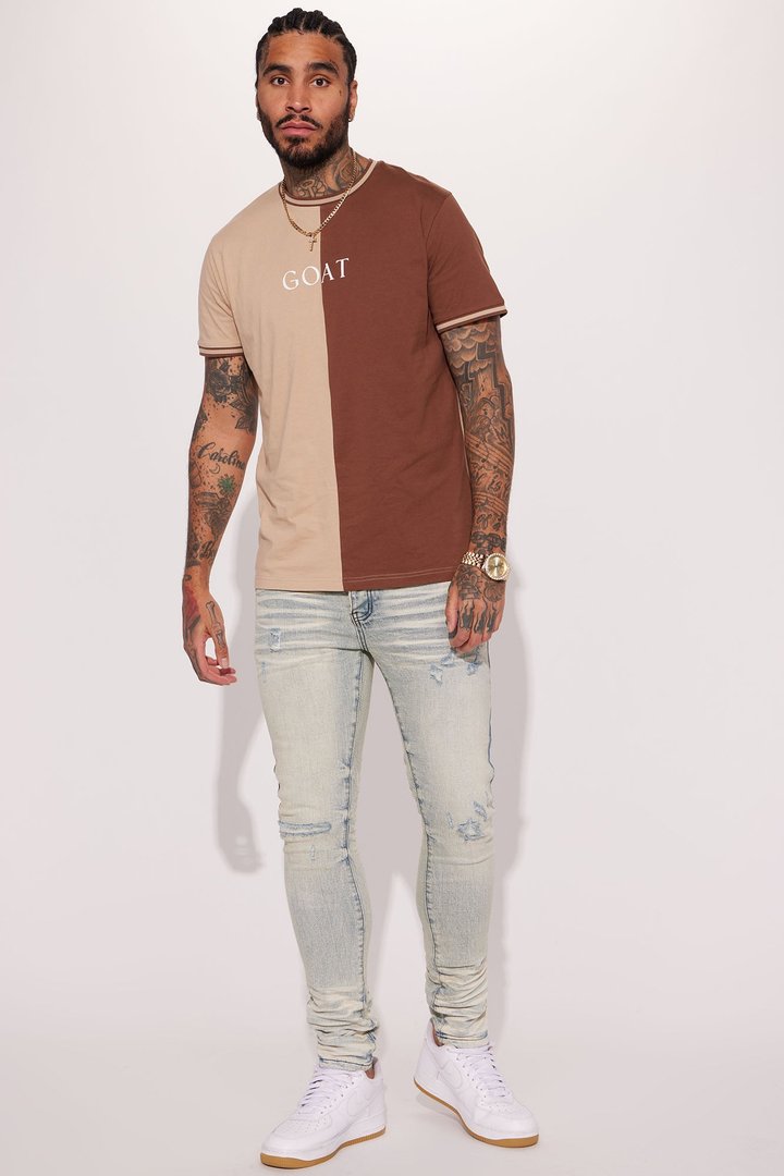 GOAT Color Block Short Sleeve Tee - Brown