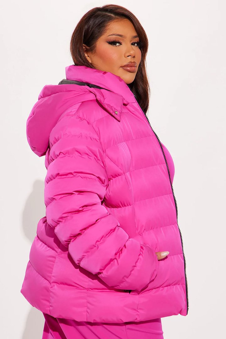 Grab My Skis Puffer Jacket - Fuchsia