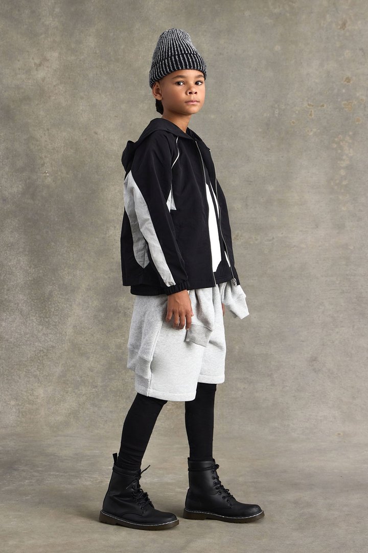 Mini Relaxed Aura Coded Hooded Track Jacket - Black