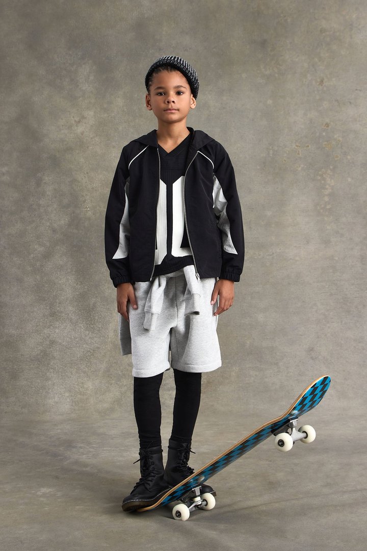 Mini Relaxed Aura Coded Hooded Track Jacket - Black