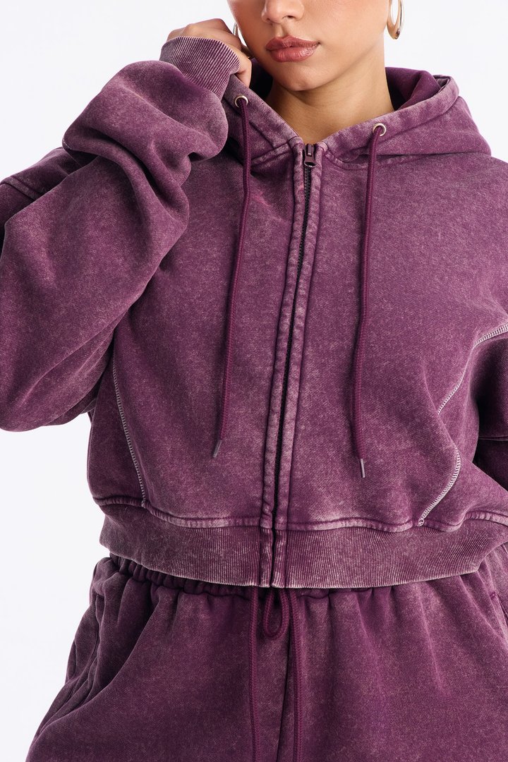 Norah Washed Lounge Hoodie - Plum