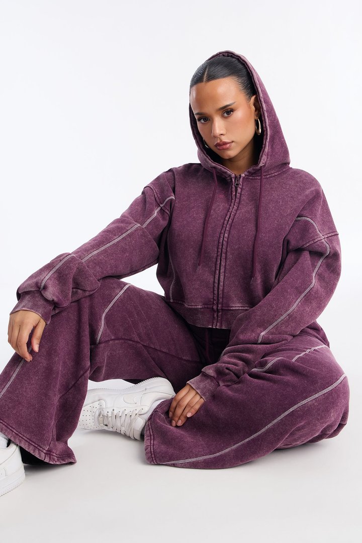 Norah Washed Lounge Hoodie - Plum