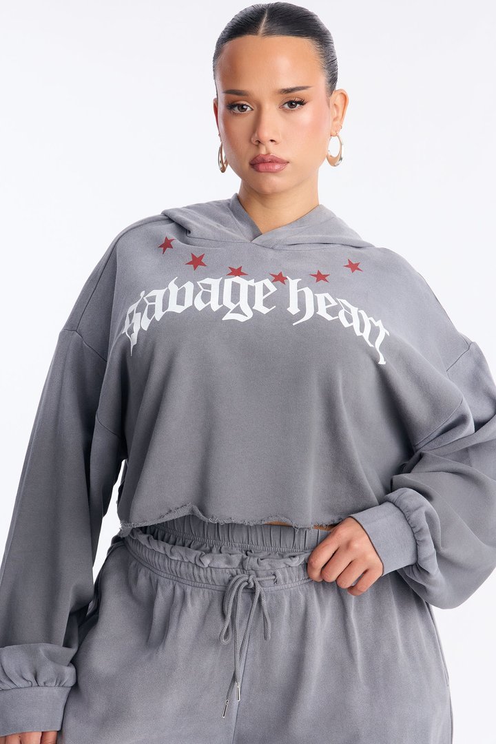 Savage Heart Washed Fleece Pant Set - Black Wash