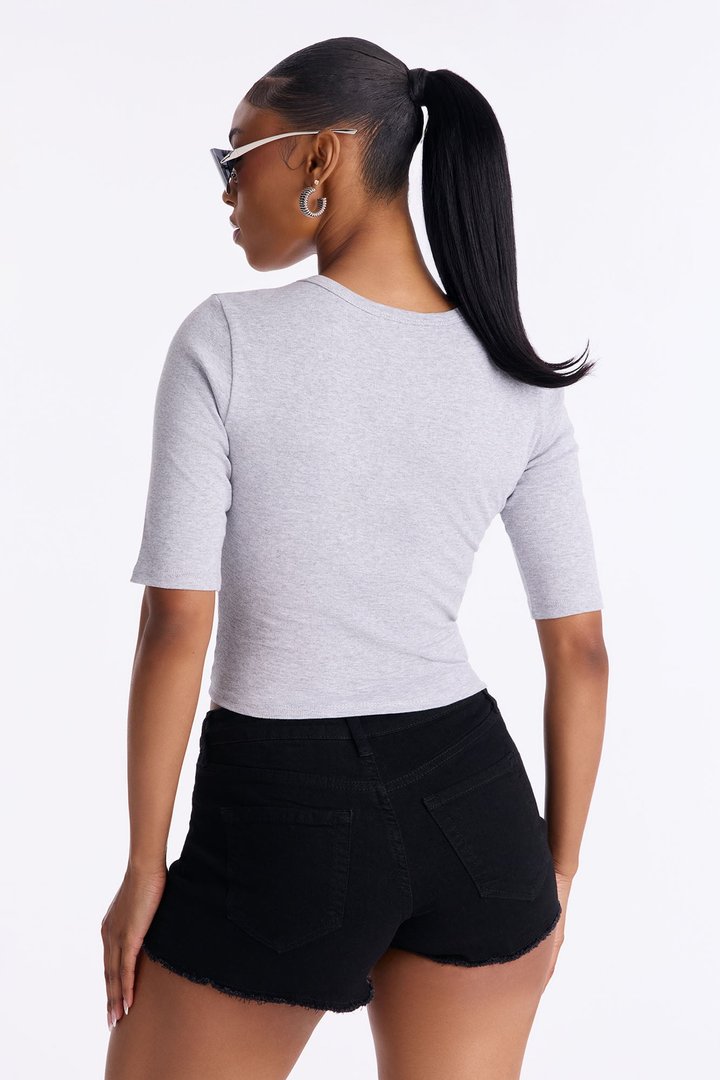 Sable Crew Neck Short Sleeve Top - Heather Grey