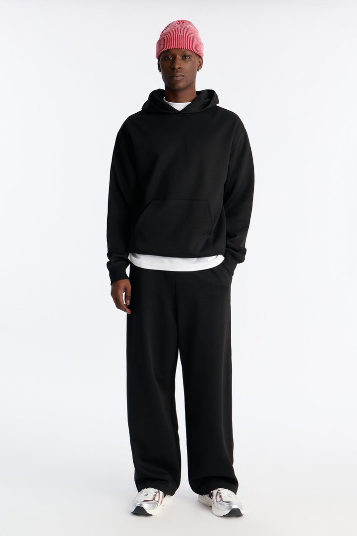 Structured Fleece Hoodie - Black