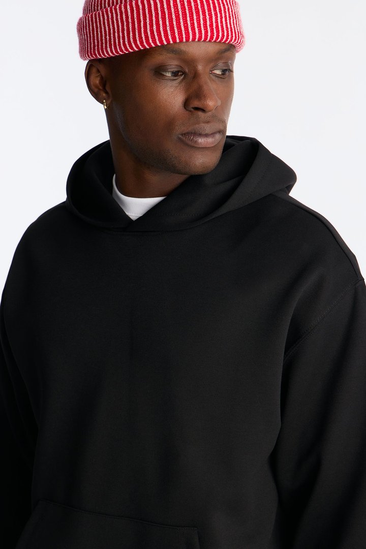 Structured Fleece Hoodie - Black