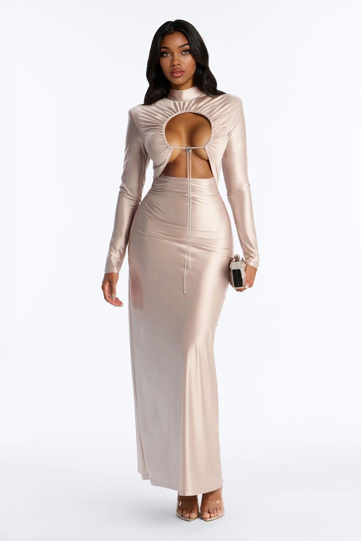 On Repeat Cut Out Maxi Dress - Taupe